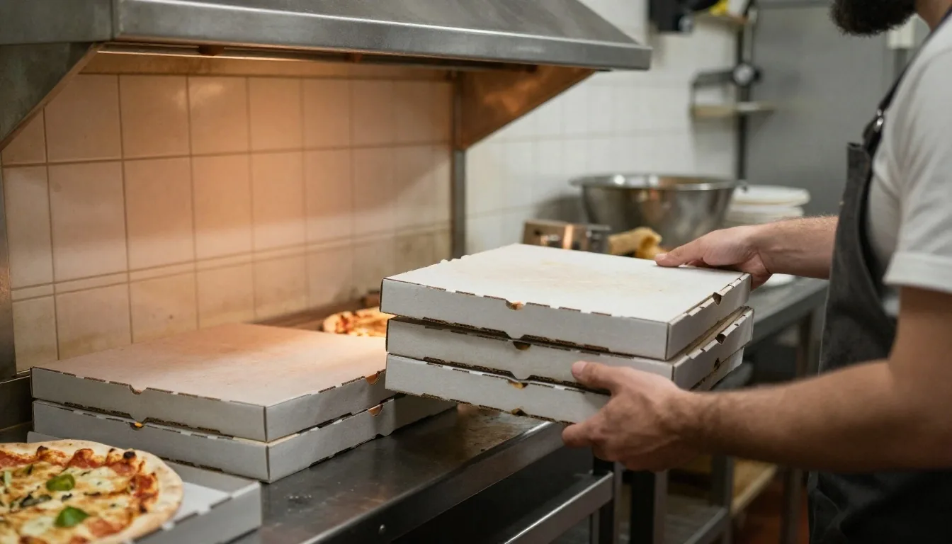 Pizza, wedges and garlic bread laid out on a steel counter in the Rathmines kitchen